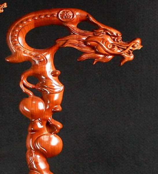 Dragon Head Taishan Mahogany Crutch Walking Robinet Canet Wood Scarving Old Man039s Stick pour l'anniversaire Antisiskd Walk AIDS4626253