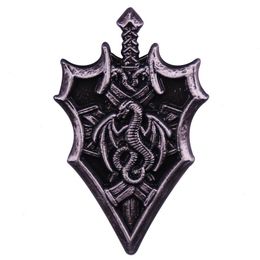 Dragon King Sword Shield Pin Vintage Badge Cute Anime Movies Games Hard Email -pinnen verzamelen metalen cartoonbroche