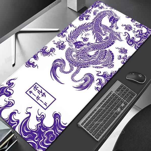 Dragon Mousepad Purple and White Deskmat Japan Playmat ordinateur portable Pad Gamer Anime Office Gaming Keyboard Tapis en caoutchouc 240419