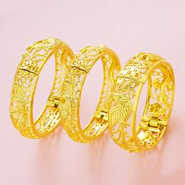 Dragon Phoenix Bracelet Brangle pour femmes Lady Mariage Party Daily 18k Jaune rempli de bijoux de mode Dubaï Cadeau 14 mm 16 mm 20 mm 212c