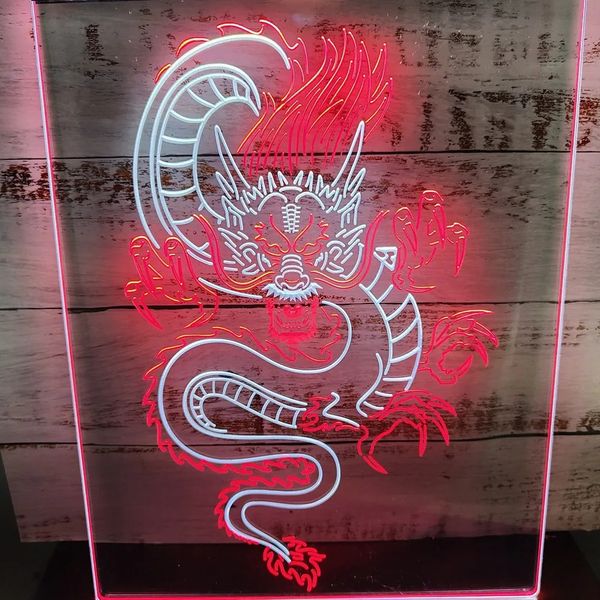 Dragon Room letrero de neón LED de dos colores pantalla de 2 colores 240301