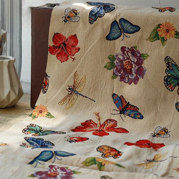 Libellule de papillon de papillon en fil teint épais jacquard tissu canapé tai-oreiller de caisse de fabrication de fabrication de tissu 50cmx150cm 240328