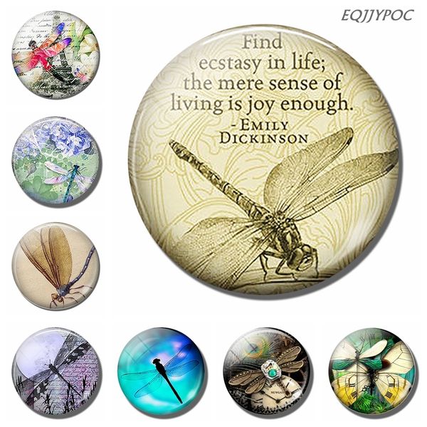 Dragonfly Fridge Maignets Whiteboard Blackboard 30 mm Glass Cabochon Cartoon Animaux Magnétique Stickers Home Decor