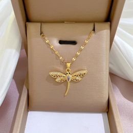 Dragonfly hangers ketting sieraden accessoires voor elegante vrouwen luxueuze korte sleutelbeen kettingcadeaus 316L roestvrij staal