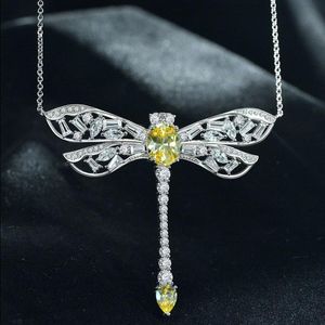 Dragonfly Topaz Moissanite hanger real 925 Sterling Silver Party Wedding Pendants ketting voor vrouwen chocking sieraden cadeau lqrgl