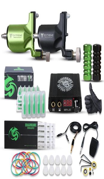 Dragonhawk Kit de tatuaje extremo máquinas de motor rotativo mini agujas de fuente de alimentación puntas GRIPS6822013