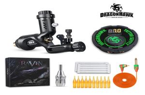 Kit de tatouage Dragonhawk Raven GenII, pistolet à moteur rotatif, alimentation électrique, aiguilles, poignée D30883516606