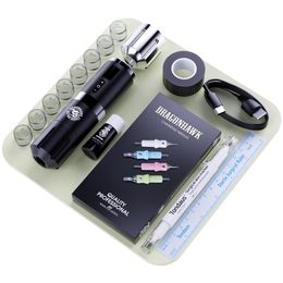 Dragonhawk Wireless Tattoo Kit Rotary Pen Machine Cartridges Naalden Black Ink Set TZ-038ly