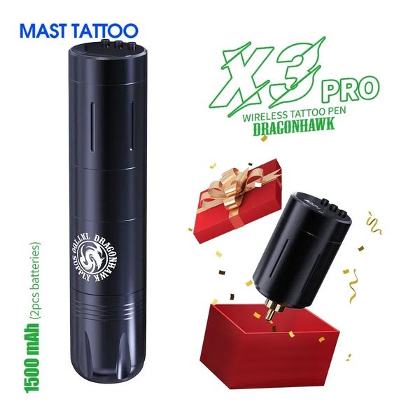 Dragonhawk X3 PRO stylo Machine à tatouer sans fil 2 pièces Batteries haute capacité fournitures de tatouage pour débutant en Art corporel 231225