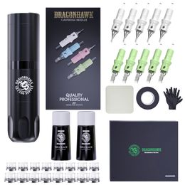 Dragonhawk X3 Draadloze Tattoo Kit Roterende Motor Pen Machine Cartridge Naalden Tattoo Supply TZ-201LY