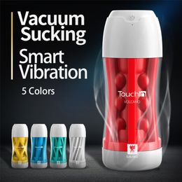 Draimior Vibrating Real Feel Male Masturbatie Volwassenen Seksspeeltjes Vacuüm Zuigen Masturbator Cup voor Heren 201216