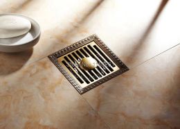 Desagües de 12*12 cm de ducha de latón desagüe de ducha de latón desodorante euro cuadrado de drenaje de piso de piso cubierta de rejilla para la rejilla HJ-8702S