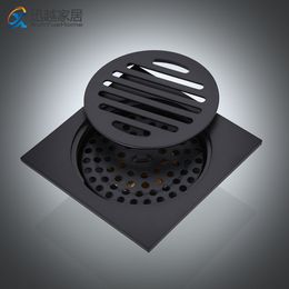 Drains Salle De Bains Commun Siphon De Sol Antiodeur Noir Laiton Carré Salle De Bains Piège Déchets Grille Couverture Ronde Cheveux Passoire Douche Accessoires 230505