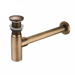 Drains luxe flessenval messing ronde sifon olie gewreven bronzen zwart ptrap badkamer ijdelheid bassin pijp afval met pop -up afvoer