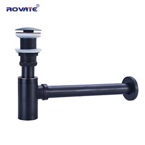 Drains Tipe de bouteille de bassin rovate Siphon de salle de bain en laiton avec drain pop-up Black P-Trap Pipe déchets 230414