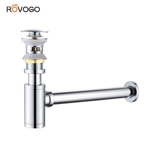 Drains ROVOGO Round 1 1/4'' Sink Bottle P-Trap Waste Pipe Tube Hauteur réglable Pop-up Drain Stopper Kit Assembly avec trop-plein 220922