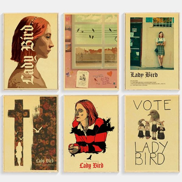 Drame Home Movie Lady Bird Retro Affiche Personnage Kraft Paper DIY Vintage Home Room Bar Cafe Decor Paint Mur esthétique