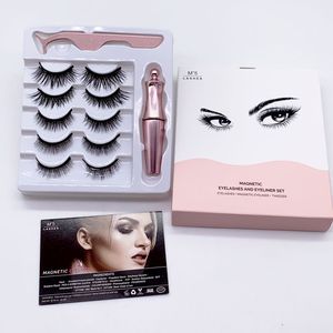 Opgewaardeerde magnetische vloeistof eyeliner magnetische valse wimpers tweezer set 5 paren magneet valse wimpers kit geen lijm make -upgereedschap 3 in1 se