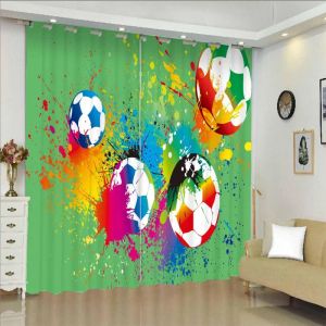 Rideaux rideaux garçons de football sportif thème rideaux pour enfants adolescents en brûlant le motif de ballon de foot