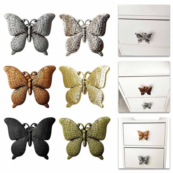 Poignée de tiroir boutons de forme papillon meuble de meuble poignée armoires armoires armoires boucles meubles quincaillerie