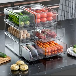 Type de tiroir boîte de rangement pour réfrigérateur organisateur de réfrigérateur empilable buffet de cuisine stockage de conservation des fruits et légumes 240130