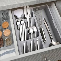 Tiroirs de cuisine, plateau de rangement, couverts en argenterie, organisateur extensible, rangement pour contenir les couverts, cuillères, fourchettes