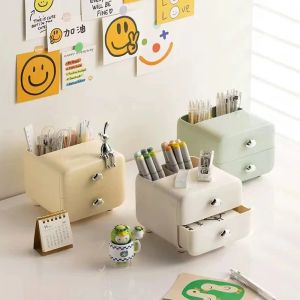 Laden Mini Desktop Opbergdoos Studenten Eenvoudig Briefpapier Lade met Penhouder Kinderbureau Diversen Haaraccessoires Organizer