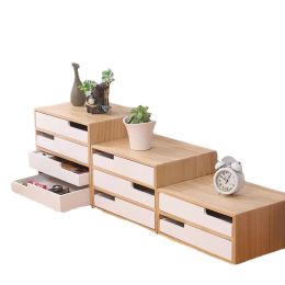 Laden Scandinavische massief houten desktop opbergdoos Grote lade kantoor A4 papiersorteerkast Meerlaagse tafelopbergkast