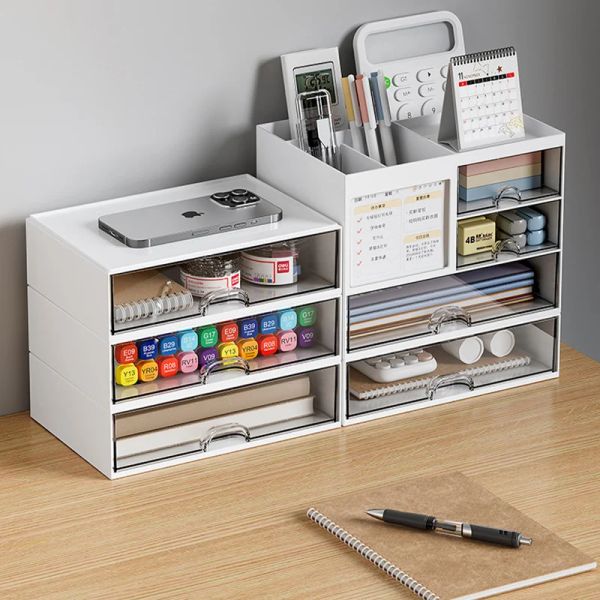 Drawers Office Desktop Stationery Boîte de rangement avec notes Cartes photo Affichage de la zone Empilable Cosmetics Sundries Rangement Drawer Organisateur