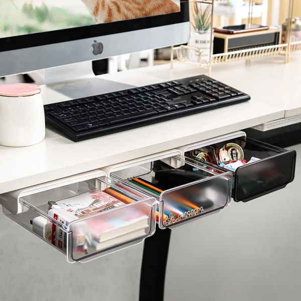 Tiroirs sous les tiroirs de rangement du bureau, petite boîte à tiroirs Invisible pour le bureau du dortoir, organisateur de papeterie pour le bureau et la maison