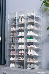 Tiroirs US 12 pièces/ensemble boîte à chaussures transparente rangement pliable boîtier en plastique épaissi organisateur de maison étagère à chaussures affichage organisateur de stockage boîte à chaussures