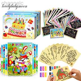 Tekenen schilderen benodigdheden 17 stks Magic Scratch Art Doodle Pad Sand Cards Diamond Eva Stickers Educatief leren Creatieve kinderen speelgoed