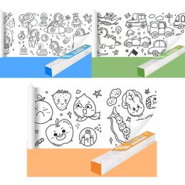 Dibujo Suministros de pintura Rollo para niños Papel de relleno de color pegajoso para niños DIY Early Montessori Juguetes educativos Corte de papel hecho a mano 230329