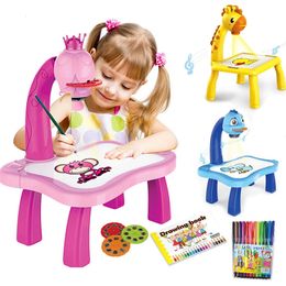 Dessin Peinture Fournitures Enfants Éducation Précoce Projecteur LED Table Jouets Enfants Arts Board Bureau Mini Doodle Tableau Blanc Fille Cadeaux 231127