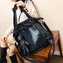 Drawstring 2025 Fashion dames schoudertas dame grote capaciteit vintage cowboy reizen vrouwelijke bakken handtas bolsos mujer sac a main