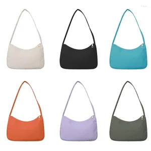 Cordon 28GD sacs à bandoulière pour femmes mignon Hobo fourre-tout sac à main en Nylon sac à aisselles Mini pochette sac à main fermeture à glissière couleur unie