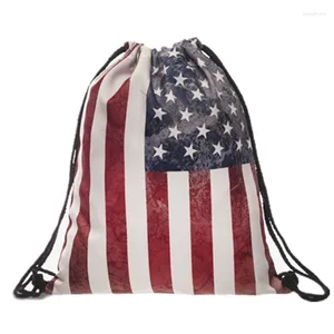 Cordon 3D imprimé sac drapeau américain mode Mochila Cuerda porte sac à dos femmes hommes Modis String fille