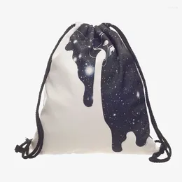 Cordon 3D imprimé voie lactée sac décontracté Softback Mochila Cuerda Harajuku sac à dos femmes hommes Modis chaîne fille