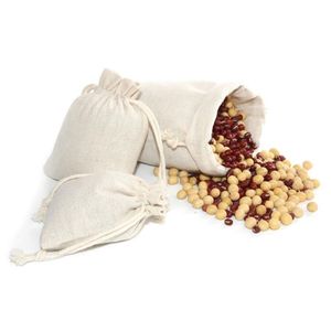 Trekkoord opslagtas snoep cadeau voedsel chocolade zakken katoen jute party gunst snacks verpakking kleine bruiloft kerstvakantie benodigdheden