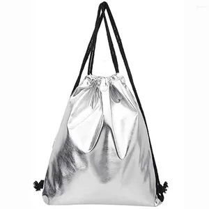 Sac à cordon femmes Fashion Pouche de sac à dos solide Pull String Tote Purse Woek Plecak Sznurek Mochila féminina