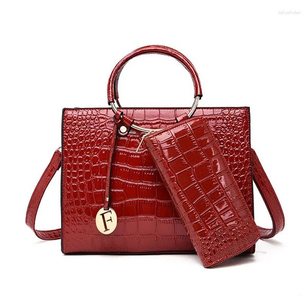 Bolsa Drawstring Women's 2024 Fashion Retro Retro Versatil Bag Pattern Crocodile Crossbody Hombro Damas Femeninas Femeninas