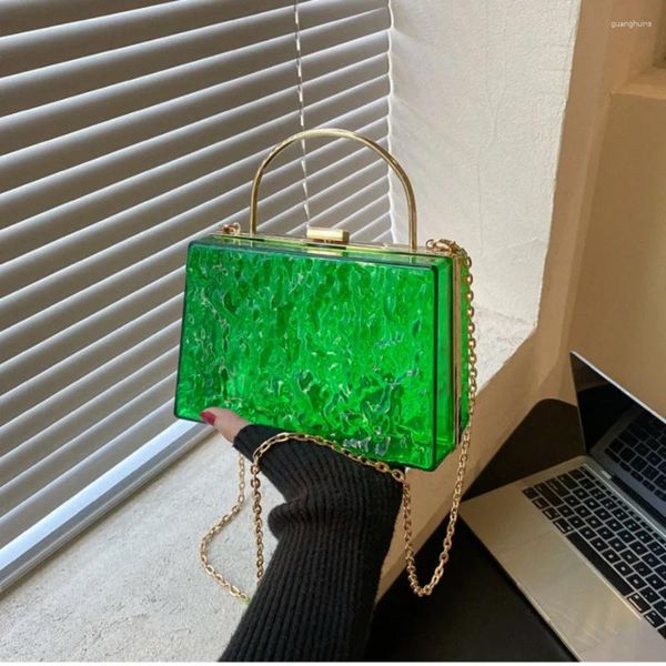 Bolsos con cordón para mujer tendencia 2024 cuerpo cruzado acrílico transparente cadena bolso de hombro de noche para mujer diseñador coreano de lujo