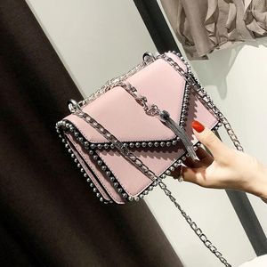 Drawstring kralen Fringe Fashion Bags Silver Chain Women Shoulder Crossbody Pu Leather Women's Handtassen Purse