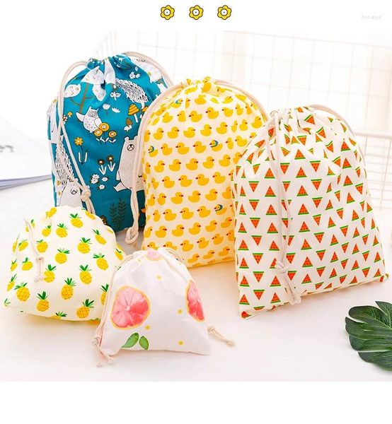 Bolsas de compras de algodón de marca con cordón, bolsa de almacenamiento para el hogar, cochecito de comestibles plegable reutilizable Eco