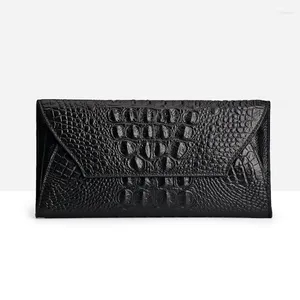 Cordon de cordon transfrontalière pour dames portefeuille portefeuille femme pochette sac à mode féminin modélisation de crocodile de vache