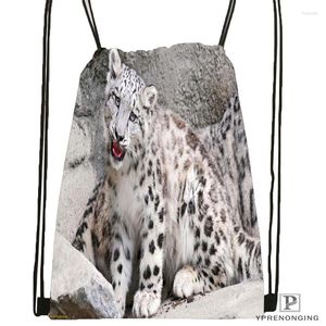 Cordon de cordon personnalisé Snow-Leopard-Nature-Life Sac à dos sac mignon sac à dos mignon (arrière noir) 31x40cm # 180611-01-11