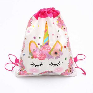 Dinosaurussen Dinosaurussen Dinosauriërs Unicorn Bag Cartoon Drawing Backpack Opbergtassen Kinderen Outdoor Casual Girl's knapzak trekkoordzakken