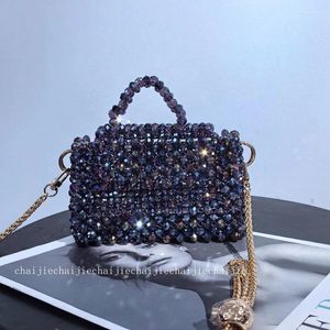 Trekkoord Mode High-end Textuur Flip Chain Crossbody Tassen Luxe Banket Handtas Handgeweven Aangepaste Fonkelende Kristallen Damestas