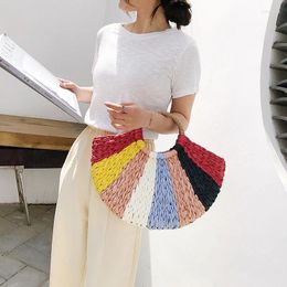 Drawstring Fashion Rattan Women Handtassen Designer Summer Beach Strawtassen Kleurrijke rieten Weger geweven grote bakken Lady reizen grote portemonnees Bali Bag