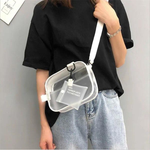 Cordón de moda blanco transparente Messenger est bolsas de PVC bolso de hombro de gelatina para niñas bolso de mujer con cremallera